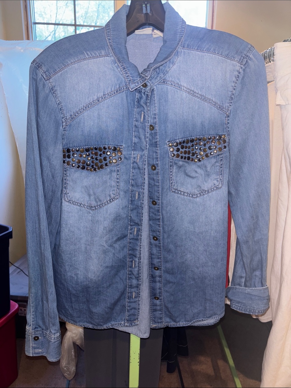 Mudd Light Blue Studded Denim Button-Down Shirt